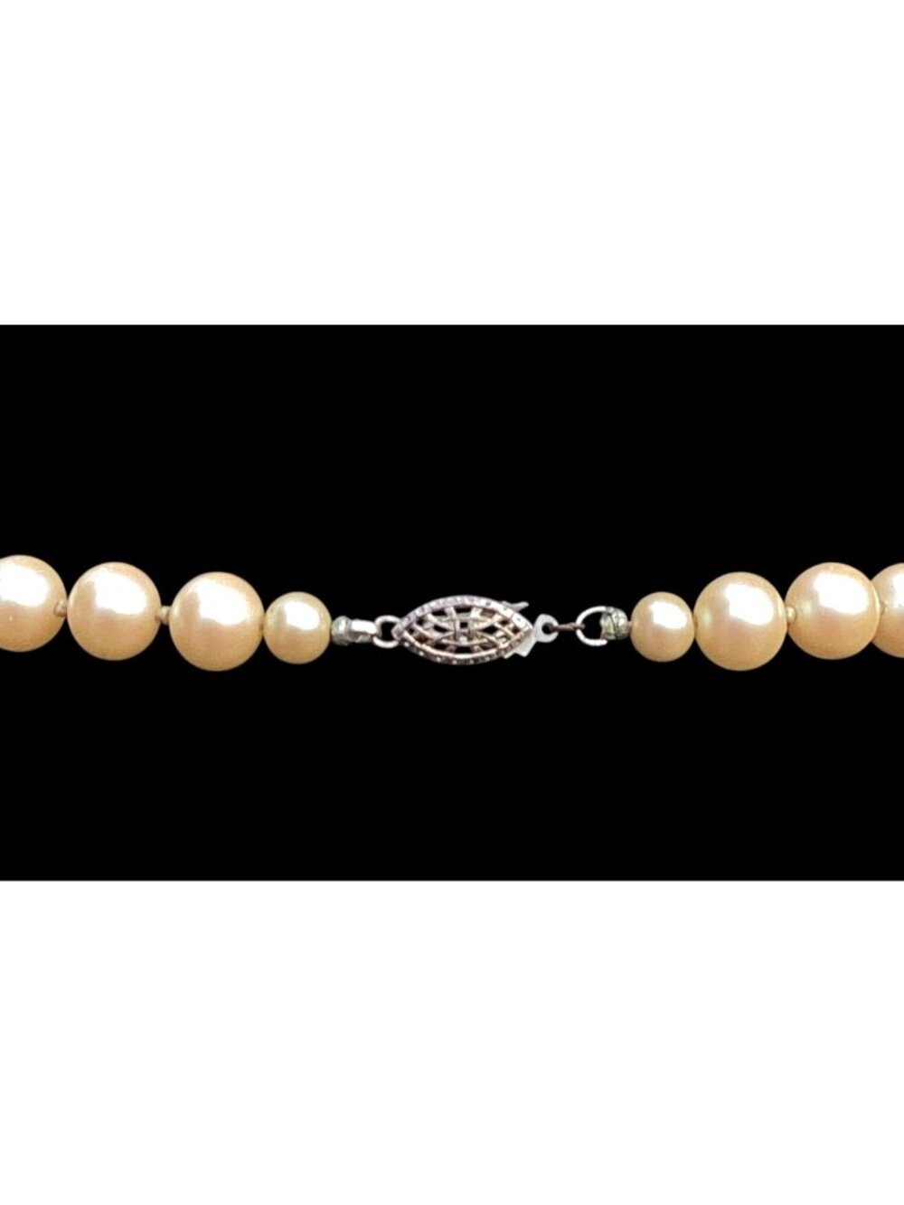 Vintage Faux Pearl Necklace Glass High Luster Hand Knotted Champagne    23" - Picture 4 of 4